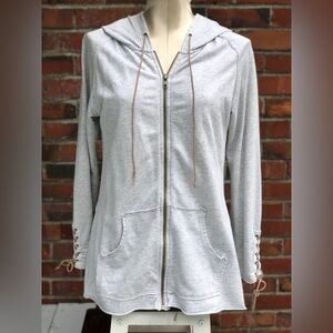 Sundance Light Gray Hoodie with Lace-Up Details